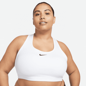 Nike Swoosh-sports-bh med medium støtte til kvinder (plus size) - hvid hvid 1X