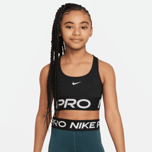 Nike Pro Swoosh-sports-bh til piger - sort sort XL