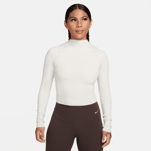 Langærmet Nike Zenvy Dri-FIT-top til kvinder - brun brun S (EU 36-38)