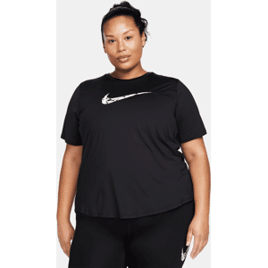 Kortærmet Nike One Swoosh Dri-FIT-løbetop til kvinder (plus size) - sort sort 1X