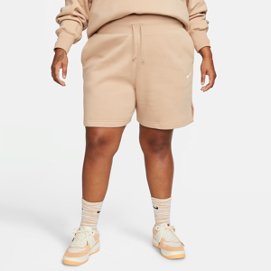 Nike Sportswear Phoenix Fleece-shorts med løs pasform og høj talje til kvinder (plus size) - brun brun 2X