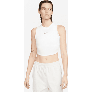 Stram, maskinstrikket Nike Sportswear Chill-mini-tanktop med kort snit til kvinder - hvid hvid XS (EU 32-34)