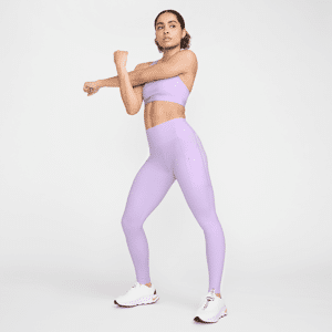 Lange Nike Go-leggings med højt støtteniveau, mellemhøj talje og lommer til kvinder - lilla lilla L (EU 44-46)