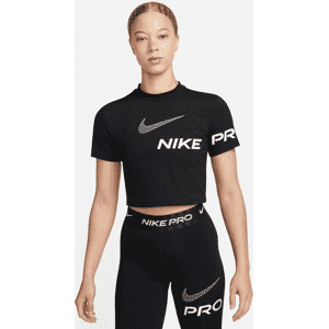 Kort Nike Pro Dri-FIT-træningsoverdel med korte ærmer og grafik til kvinder - sort sort L (EU 44-46)