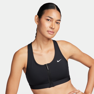 Nike Swoosh Front Zip-sports-bh med indlæg og medium støtte til kvinder - sort sort 2XL