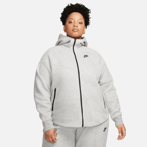 Nike Sportswear Tech Fleece Windrunner–hættetrøje med lynlås i fuld længde til kvinder (plus size) - grå grå 4X