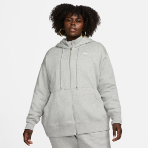 Oversized Nike Sportswear Phoenix Fleece-pullover-hættetrøje med fuld lynlås til kvinder (plus size) - grå grå 1X