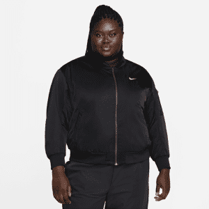 Vendbar Nike Sportswear Varsity-bomberjakke til kvinder (plus size) - sort sort 0X