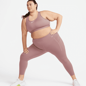 Nike Universa 7/8-leggings med medium støtte, høj talje og lommer til kvinder (plus size) - lilla lilla 1X