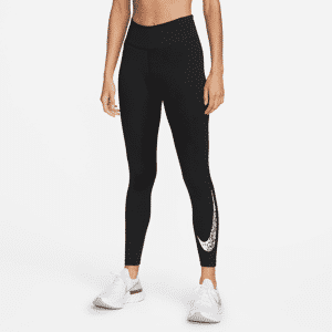Nike Swoosh Run-løbeleggings i 7/8-længde med mellemhøj talje til kvinder - sort sort XL (EU 48-50)
