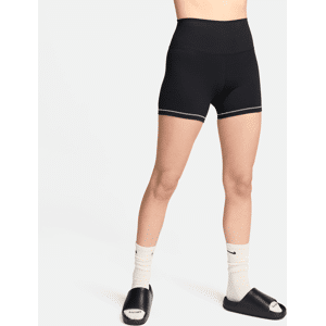 Højtaljede Nike One Rib-cykelshorts (13 cm) til kvinder - sort sort L (EU 44-46)