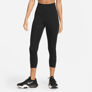 Korte højtaljede Nike One-leggings til kvinder - sort sort S (EU 36-38)