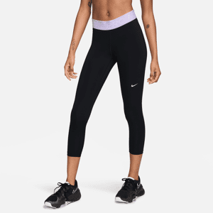 Korte Nike Pro-leggings med mellemhøj talje og meshpanel til kvinder - sort sort L (EU 44-46)