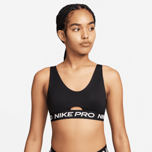 Nike Pro Indy Plunge-sports-bh med medium støtte og indlæg til kvinder - sort sort M