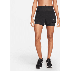 Nike Dri-FIT Swift-2-i-1-løbeshorts (7,5 cm) med mellemhøj talje og lommer til kvinder - sort sort M (EU 40-42)