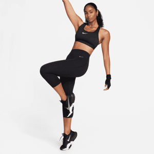 Korte Nike Universa-leggings med medium støtte og høj talje til kvinder med lommer - sort sort M (EU 40-42)