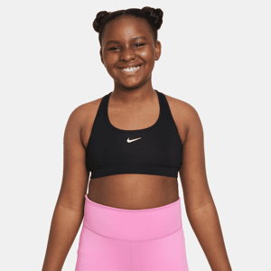 Nike Swoosh-sports-bh (udvidet størrelse) til større børn (piger) - sort sort XL+