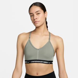 Nike Indy-sports-bh med V-hals, indlæg og let støtte til kvinder - grå grå S