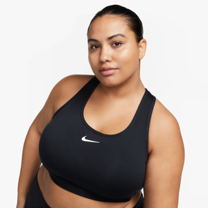Nike Swoosh-sports-bh med medium støtte til kvinder (plus size) - sort sort 1X