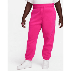 Overdimensionerede Nike Sportswear Phoenix Fleece-sweatpants med høj talje til kvinder (plus size) - Pink Pink 2X