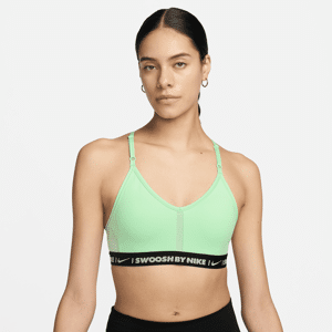 Nike Indy-sports-bh med V-hals, indlæg og let støtte til kvinder - grøn grøn S