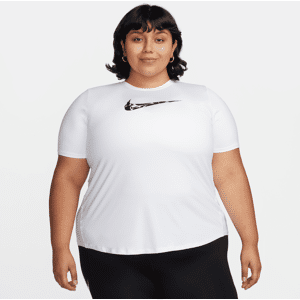 Kortærmet Nike One Swoosh Dri-FIT-løbetop til kvinder (plus size) - hvid hvid 2X