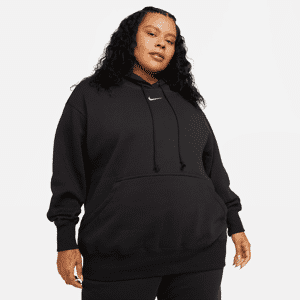 Oversized Nike Sportswear Phoenix Fleece-pullover-hættetrøje til kvinder (plus size) - sort sort 1X