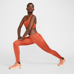 Lange Nike Go-leggings med højt støtteniveau, mellemhøj talje og lommer til kvinder - Orange Orange L (EU 44-46)