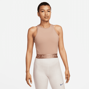 Nike Pro Dri-FIT-top i kort snit til kvinder - brun brun XS (EU 32-34)