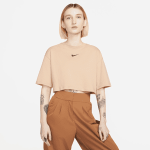 Kort Nike Sportswear-T-shirt til kvinder - brun brun L (EU 44-46)