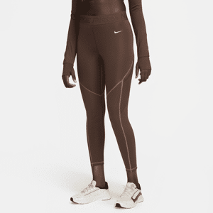 Nike Pro 7/8-leggings med mellemhøj talje og lommer til kvinder - brun brun S (EU 36-38)