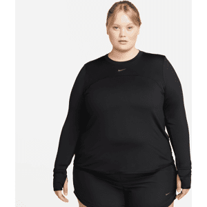 Nike Dri-FIT Swift Element UV-løbetop (plus size) med rund hals til kvinder - sort sort 3X