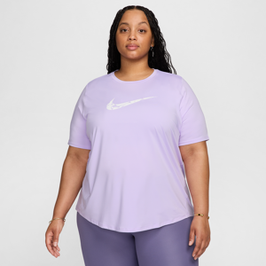 Kortærmet Nike One Swoosh Dri-FIT-løbetop til kvinder (plus size) - lilla lilla 1X