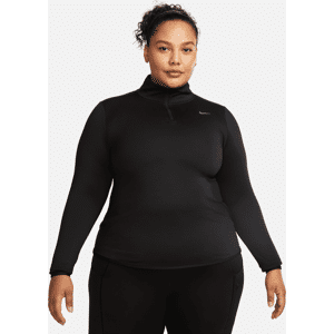 Nike Dri-FIT Swift Element UV-løbetop (plus size) med 1/4 lynlås til kvinder - sort sort 1X