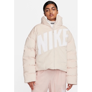 Overdimensioneret Nike Sportswear Essential Therma-FIT-dynejakke i fløjl til kvinder - brun brun XL (EU 48-50)