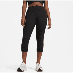 Korte Nike Fast-løbeleggings med mellemhøj talje til kvinder (plus size) - sort sort 2X