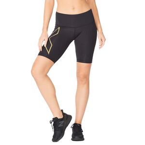 2XU Women's Light Speed Mid-Rise Compression Shorts Black/Gold Reflective XS, Black/Gold Reflective