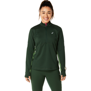 Asics Women's Winter Run 1/2 Zip Mid Layer Rain Forest/Cedar Green XS, Rain Forest/Cedar Green