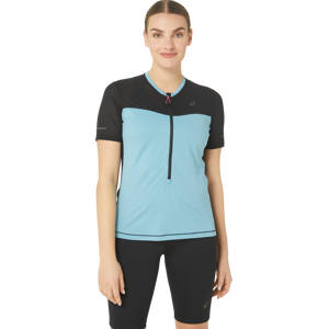 Asics Women's Fujitrail Short Sleeve Top Performance Black/Gris Blue XL, Performance Black/Gris Blue