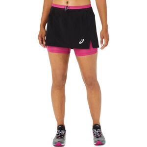 Asics Women's Fujitrail Skort PERFORMANCE BLACK/FUCHSIA RED L, Performance Black/Fuchsia Red