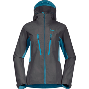 Bergans Women's Cecilie Mountain Softshell Jacket Solid Dark Grey/Clear Ice Blue S, Solid Dark Grey/Clear Ice Blue