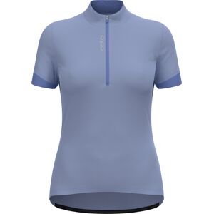 Odlo Women's T-shirt S/U Collar S/S 1/2 Zip Essential Blue Heron/Persian Jewel M, Blue Heron/Persian Jewel