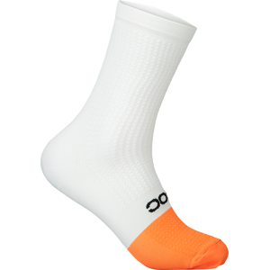 POC Flair Sock Mid Hydrogen White/Zink Orange Large/43-45, Hydrogen White/Zink Orange