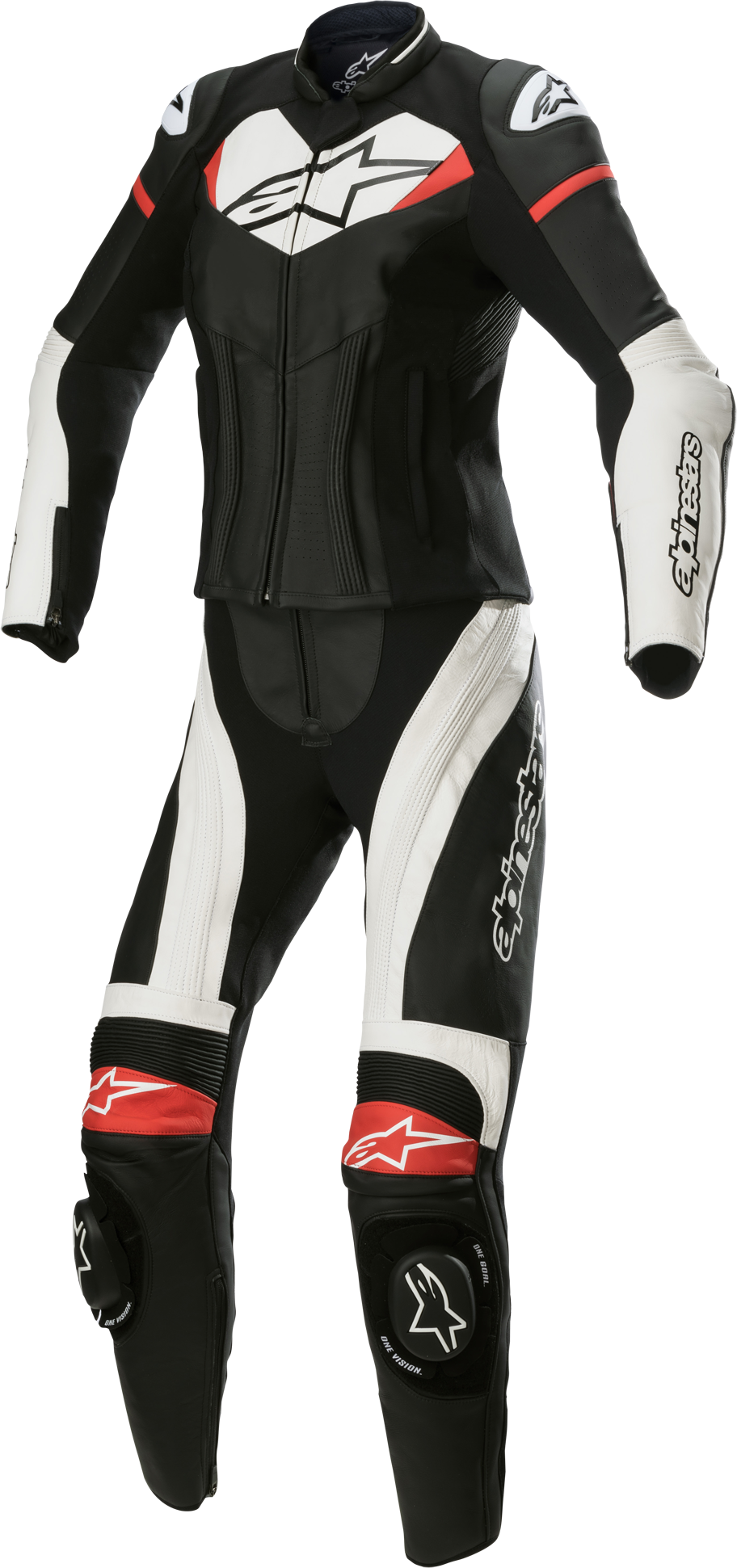 Alpinestars Mono de Cuero  Stella GP Plus 2 Piezas Negro-Blanco-Rojo Brillante