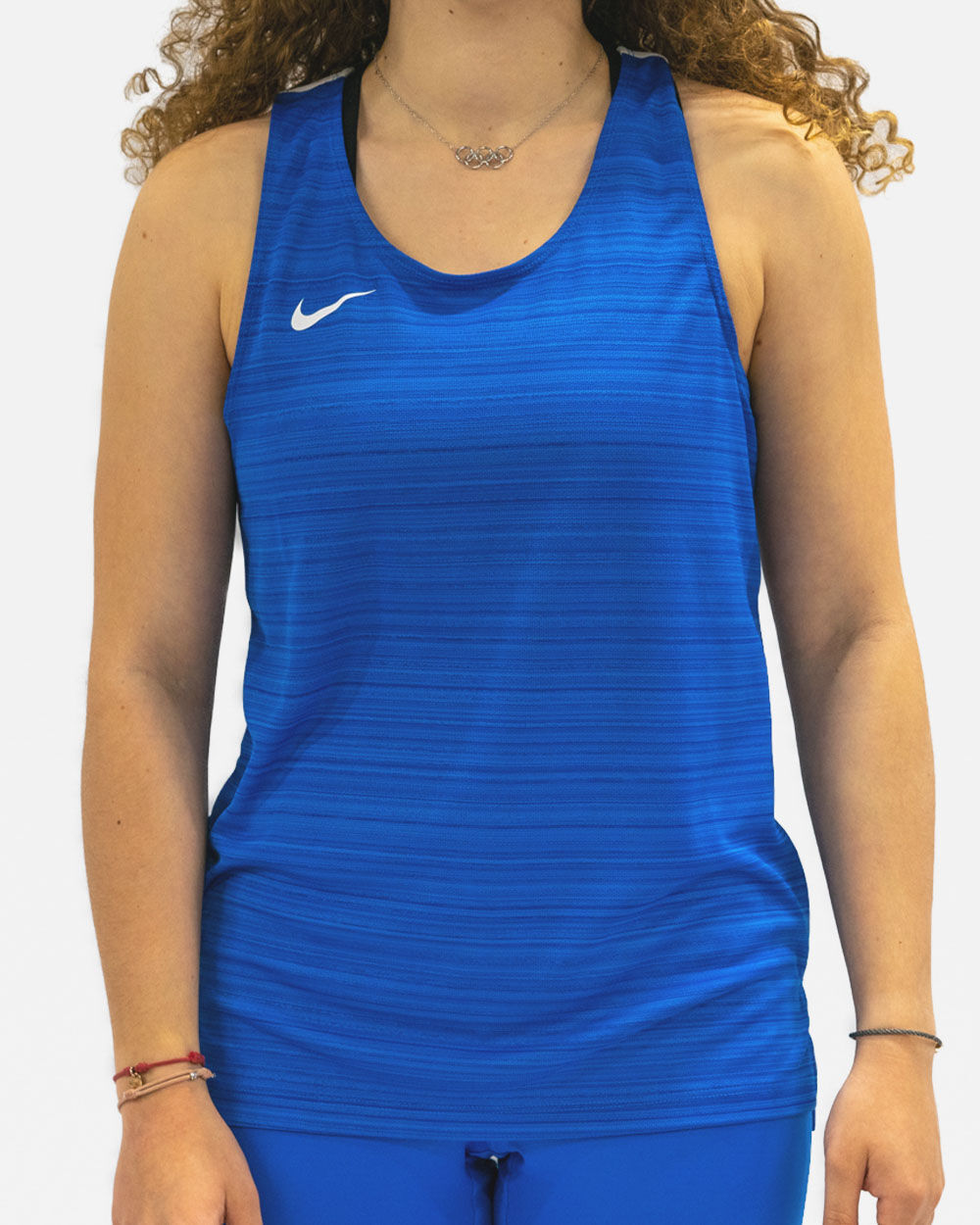 Camiseta sin mangas de running Nike Stock Azul Real Mujeres - NT0301-463
