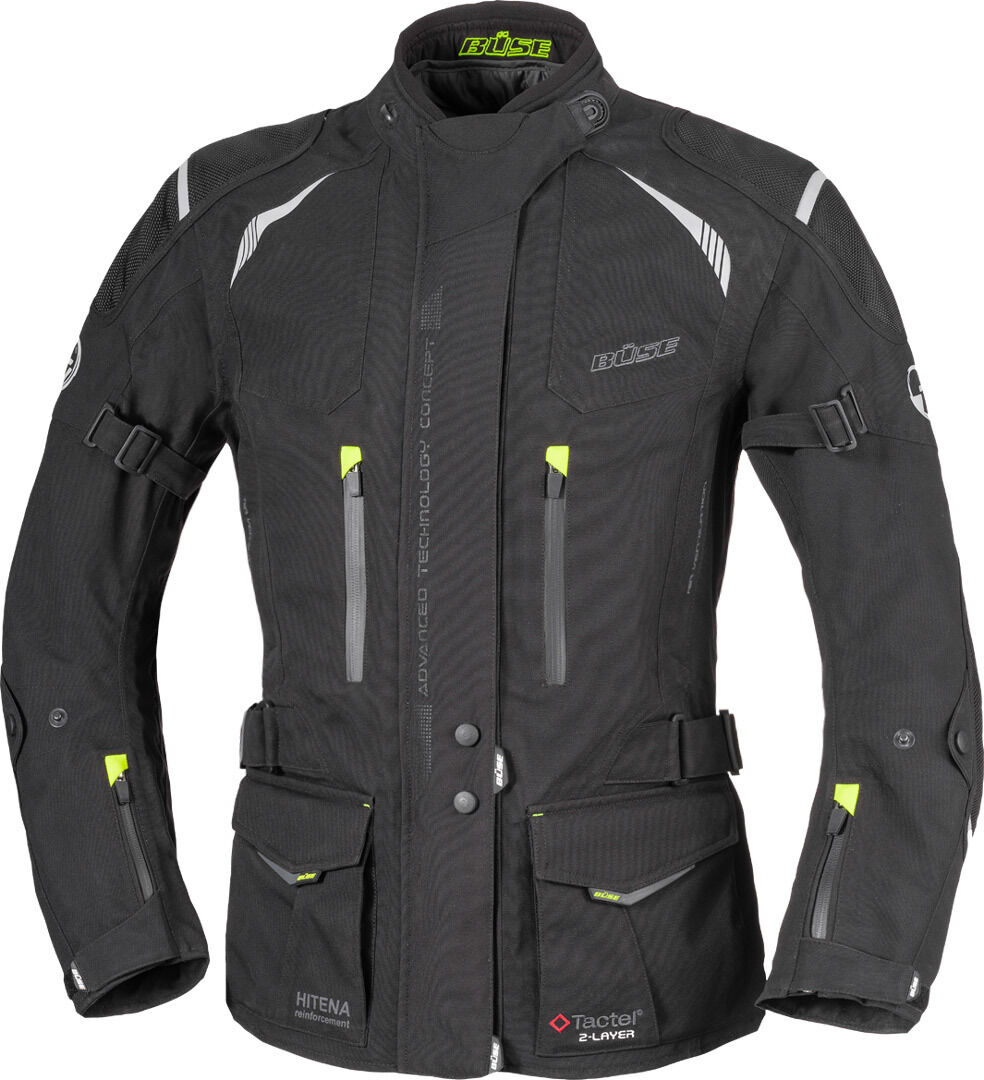 Büse Grado Las señoras de la motocicleta Chaqueta Textíl - Negro Amarillo (48)