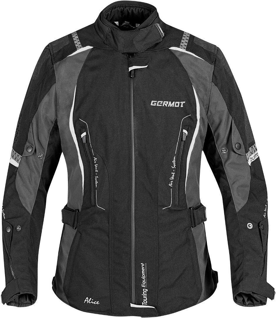 Germot Alice Las señoras de la motocicleta Chaqueta Textíl - Negro Blanco (46)