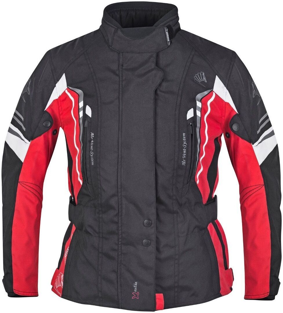 Germot Xantia Pro Las señoras de la motocicleta Chaqueta Textíl - Negro Blanco Rojo (44)