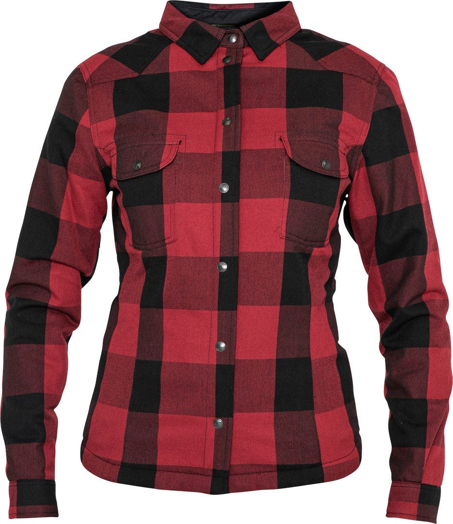 John Doe Motoshirt XTM Camisa de moto de señoras - Negro Rojo (XL)