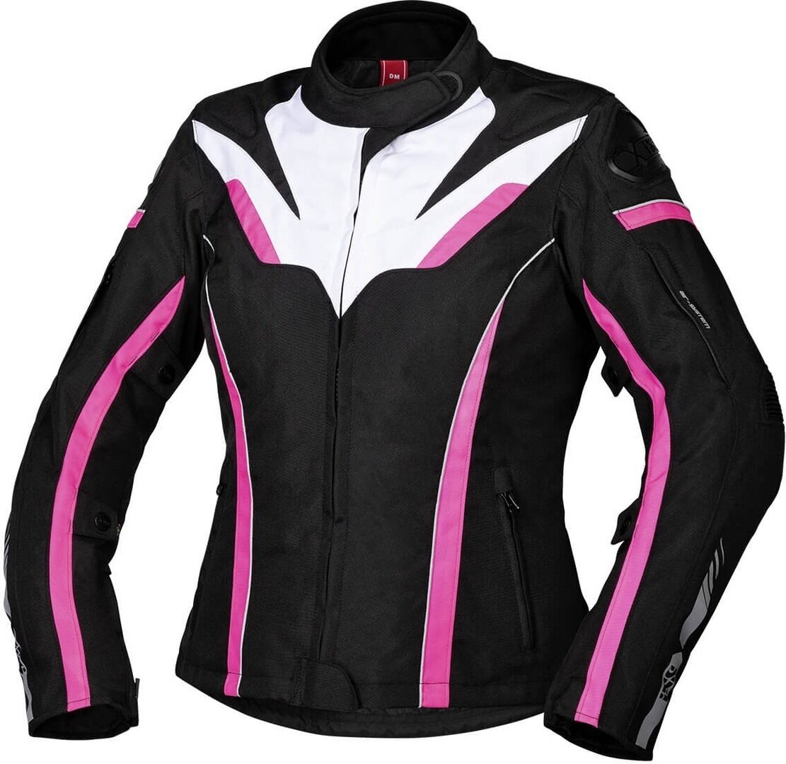 IXS Sport RS-1000-ST Chaqueta textil para motocicletas de señoras - Negro Blanco Rosa (M)